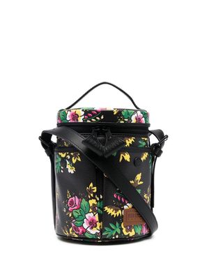Kenzo floral-print leather bucket bag - Black