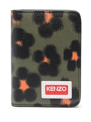 Kenzo floral-print leather wallet - Green
