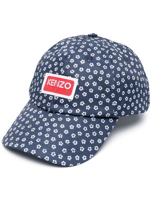 Kenzo floral-print logo-patch cap - Blue