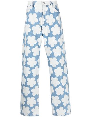 Kenzo floral-print straight-leg jeans - Blue