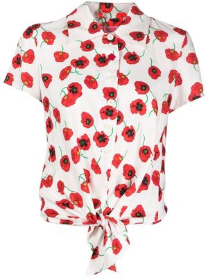 Kenzo floral-print tie-front shirt - White