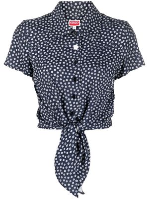 Kenzo floral-print tie-waist shirt - Blue