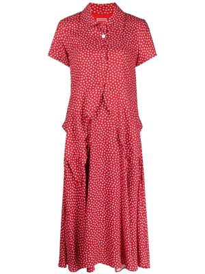 Kenzo floral-print tie-waist shirt dress - Red