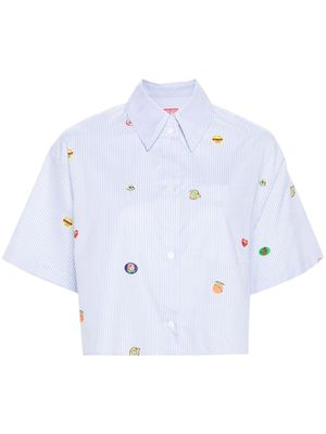 Kenzo fruit stickers-print striped shirt - Blue