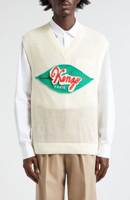 KENZO Fruit Stickers V-Neck Sweater Vest in Off White