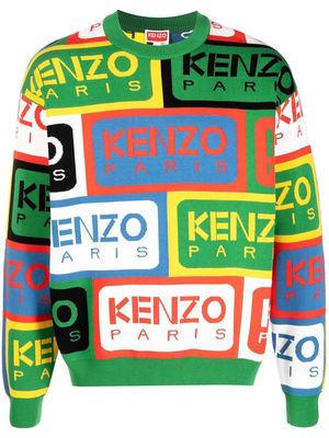 Kenzo Green Intarsia Knit Crew Neck Jumper