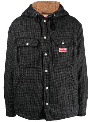 Kenzo houndstooth-pattern press-stud shirt jacket - Grey
