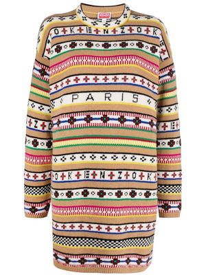 Kenzo intarsia-knit jumper dress - Brown