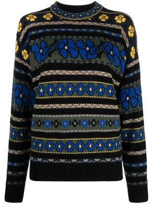 Kenzo intarsia-knit virgin wool-blend jumper - Blue