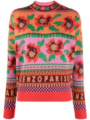 Kenzo intarsia-knit wool-blend jumper - Orange