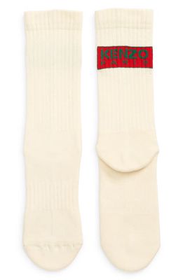 KENZO Intarsia Logo Crew Socks in Off White