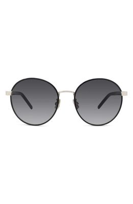 KENZO K Logo 57mm Gradient Round Sunglasses in Shiny Black /Gradient Smoke