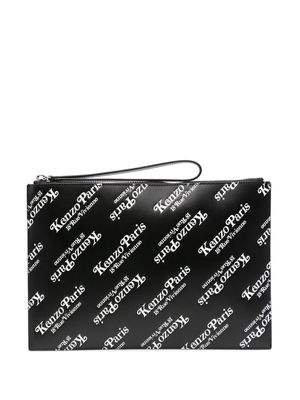 Kenzo Kenzogram-print leather clutch bag - Black