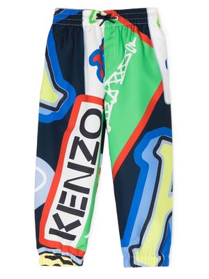 Kenzo Kids all-over graphic-print trousers - Blue