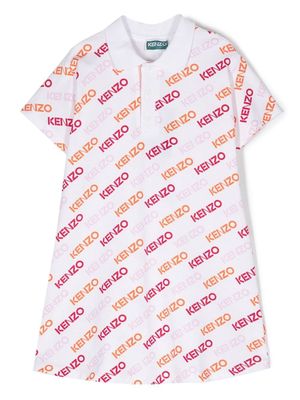 Kenzo Kids all-over logo-print dress - White
