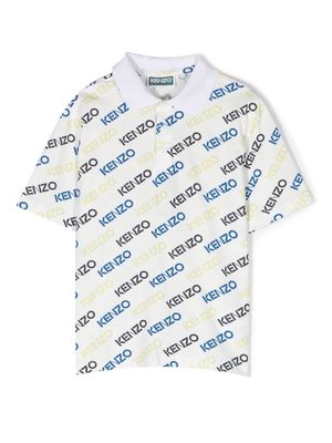 Kenzo Kids all-over logo-print polo shirt - White
