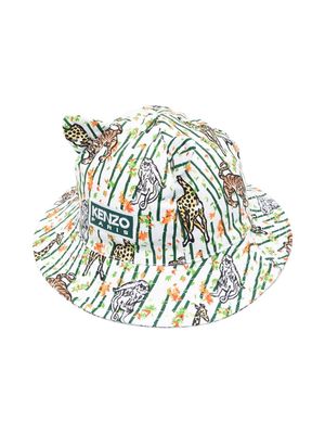 Kenzo Kids animal-print bucket hat - White