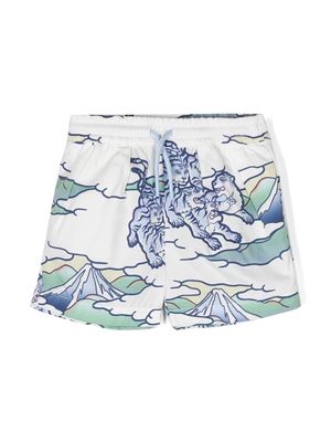 Kenzo Kids animal-print drawstring shorts - White