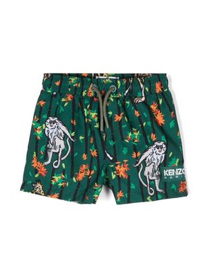 Kenzo Kids animal-print swim shorts - Green