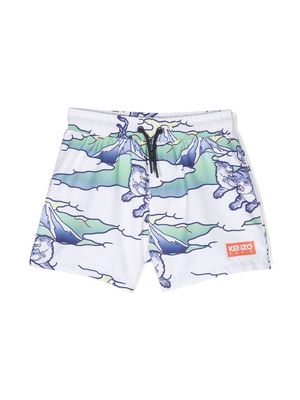 Kenzo Kids animal-print swim shorts - White