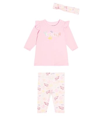 Kenzo Kids Baby printed cotton dress, leggings, and headband set