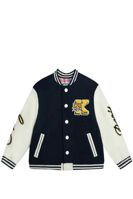 Kenzo Kids Bi-material Bomber Jacket Embroidered campus