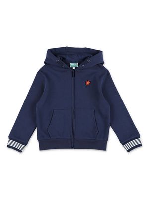 Kenzo Kids Boke Flower-appliqué cotton hoodie - Blue