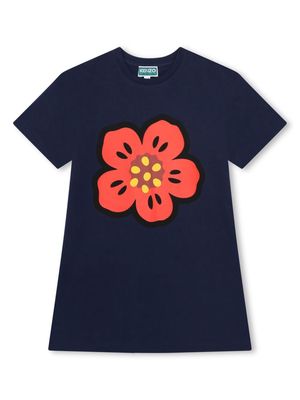 Kenzo Kids Boke Flower-print cotton dress - Blue