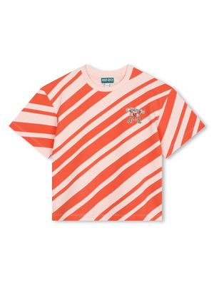 Kenzo Kids Boke-flower striped T-shirt - Orange