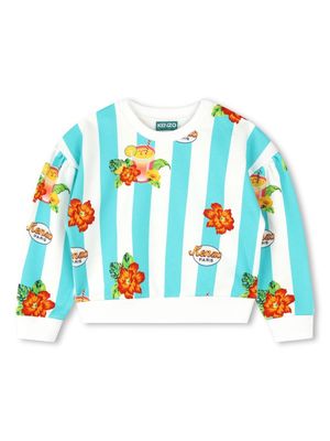 Kenzo Kids Boke-flowers striped sweatshirt - White