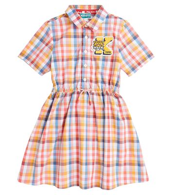 Kenzo Kids Campus checked cotton dress