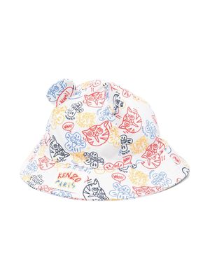 Kenzo Kids Campus cotton bucket hat - White