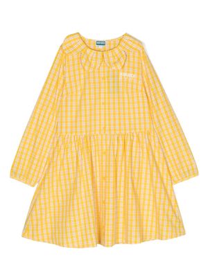 Kenzo Kids check-pattern cotton shirtdress - Yellow