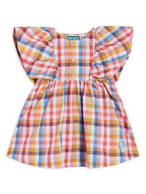 Kenzo Kids checked ruffled dress - Pink