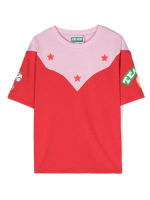 Kenzo Kids colour-block cotton T-shirt - Red