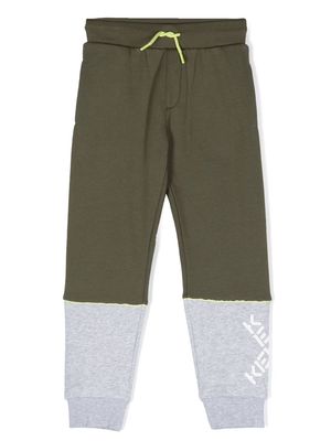 Kenzo Kids colour-block logo-print track-pants - Green