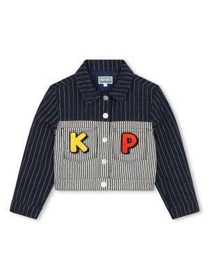Kenzo Kids colour-block striped denim jacket - Blue