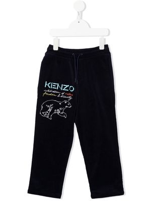 Kenzo Kids corduroy embroidered track pants - Blue