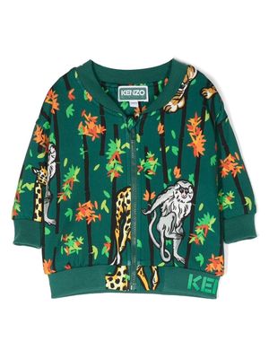 Kenzo Kids cotton animal-print jacket - Green