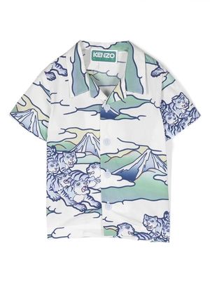 Kenzo Kids cotton graphic-print shirt - White