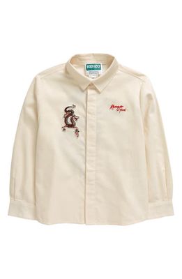 KENZO Kids' Cotton Twill Button-Up Shirt in Ivory