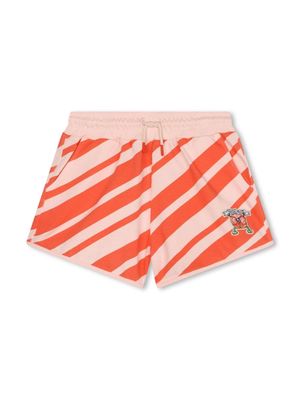 Kenzo Kids diagonal-stripe organic cotton shorts - Orange