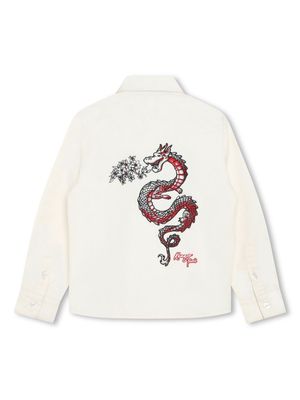 Kenzo Kids dragon-embroidered cotton shirt - White