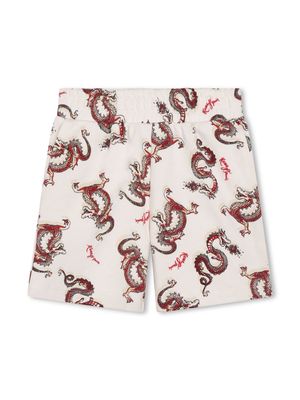 Kenzo Kids dragon-print cotton shorts - White