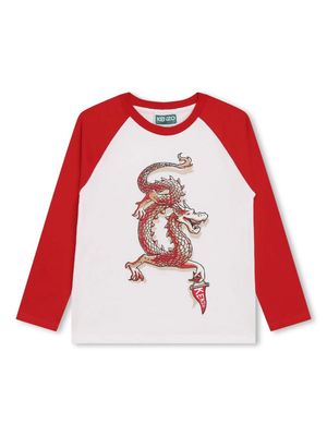 Kenzo Kids dragon-print cotton T-shirt - Red