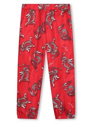 Kenzo Kids dragon-print straight-leg trousers - Red