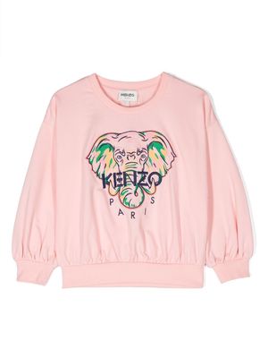 Kenzo Kids elephant-motif crew neck sweatshirt - Pink