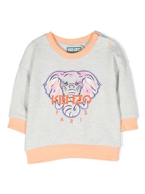 Kenzo Kids Elephant-motif embroidered sweatshirt - Grey