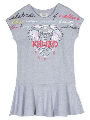 Kenzo Kids Elephant motif T-shirt dress - Grey