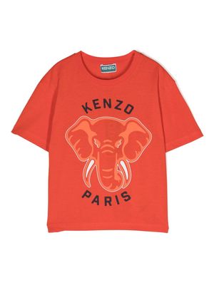 Kenzo Kids Elephant-print cotton T-shirt - Red